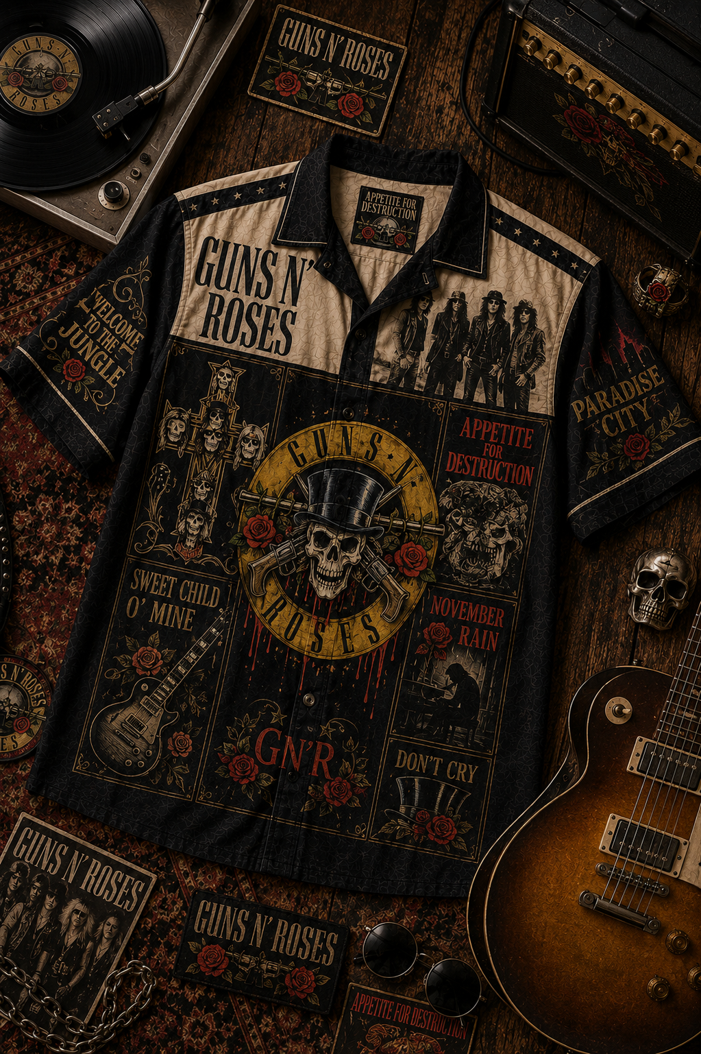 Guns N' Roses Hawaiian Shirt - Vintage Music Fan Gift