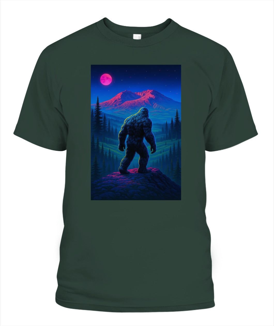 Midnight Wanderer – Retro Neon Bigfoot Shirt