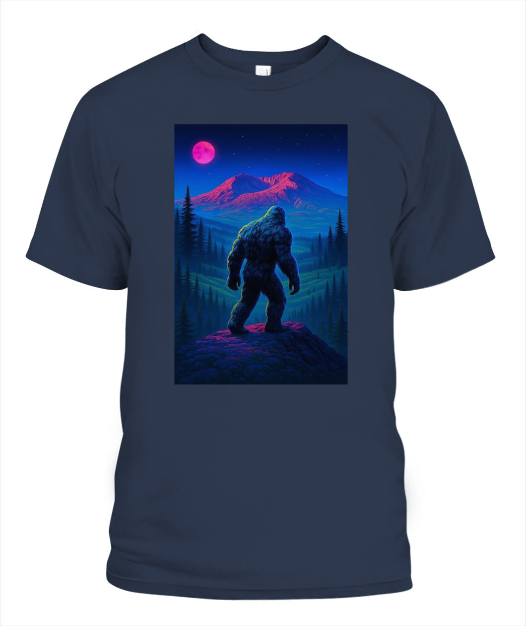 Midnight Wanderer – Retro Neon Bigfoot Shirt