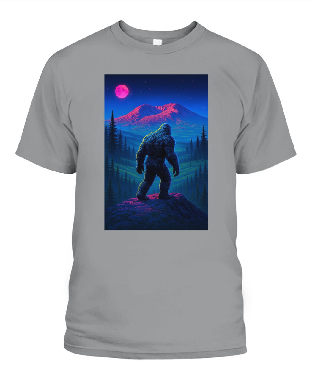 Midnight Wanderer – Retro Neon Bigfoot Shirt