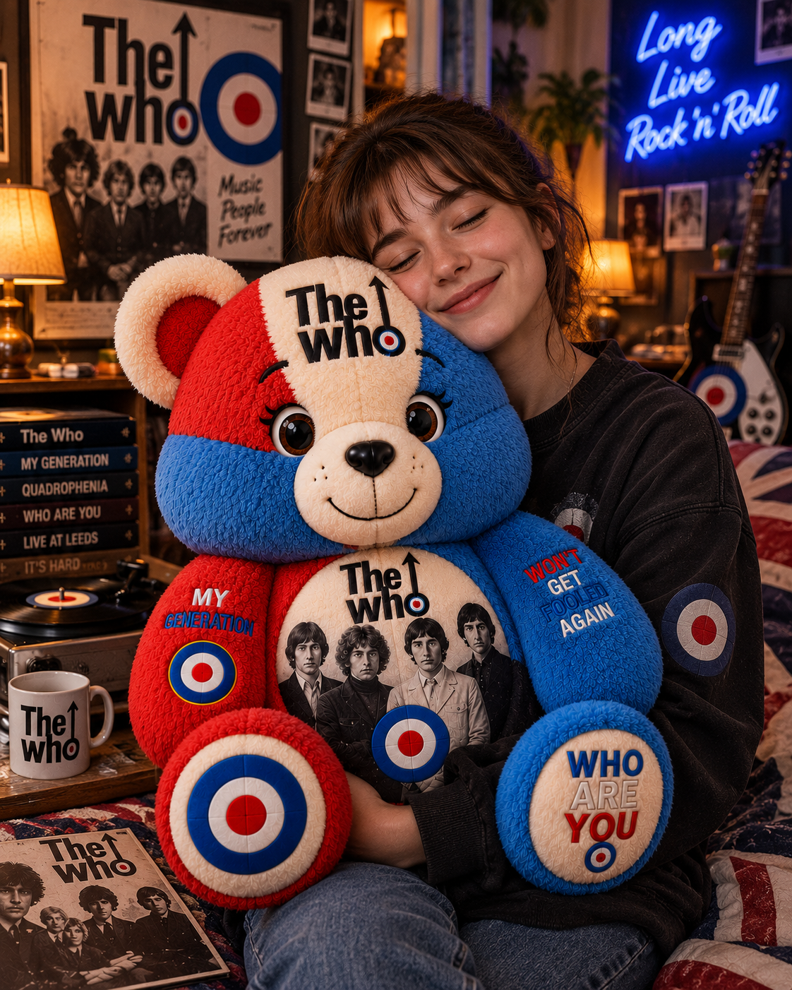 The Who Bear Custom Shaped Pillow – Rock Music Legend Gift