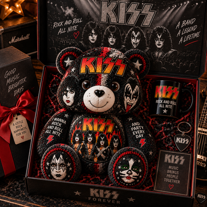 KISS Bear Custom Shaped Pillow – Rock and Roll Band Fan Gift, Classic Rock Music Decor