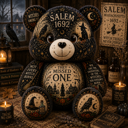 Salem 1692 They Missed One Bear Custom Shaped Pillow – Witch Gift for Halloween & Salem Witch Lovers