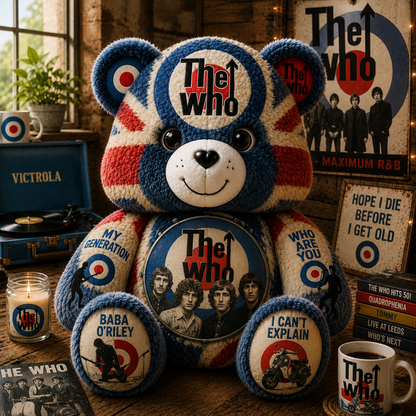The Who Bear Custom Shaped Pillow –  Classic Rock Music Fan Gift