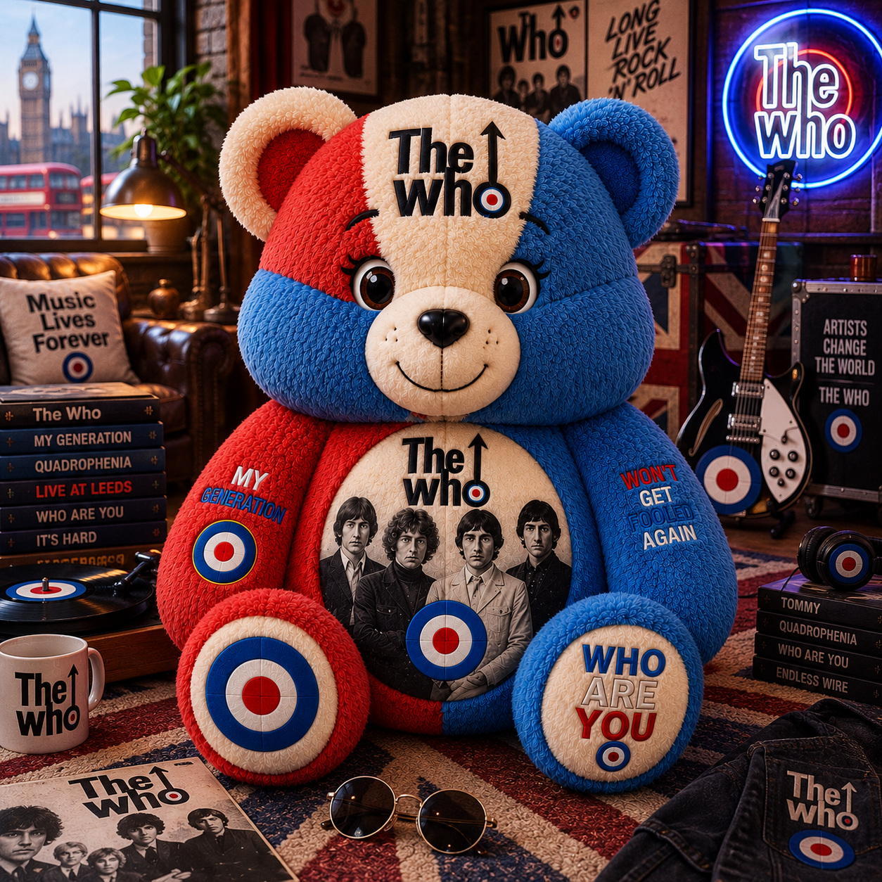 The Who Bear Custom Shaped Pillow – Rock Music Legend Gift