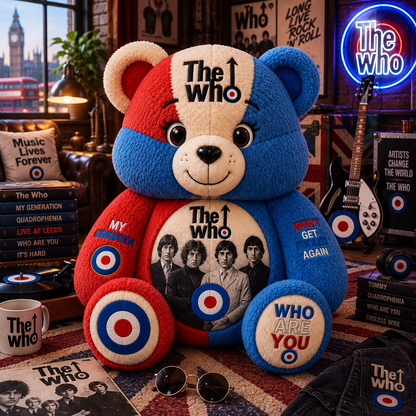 The Who Bear Custom Shaped Pillow – Rock Music Legend Gift