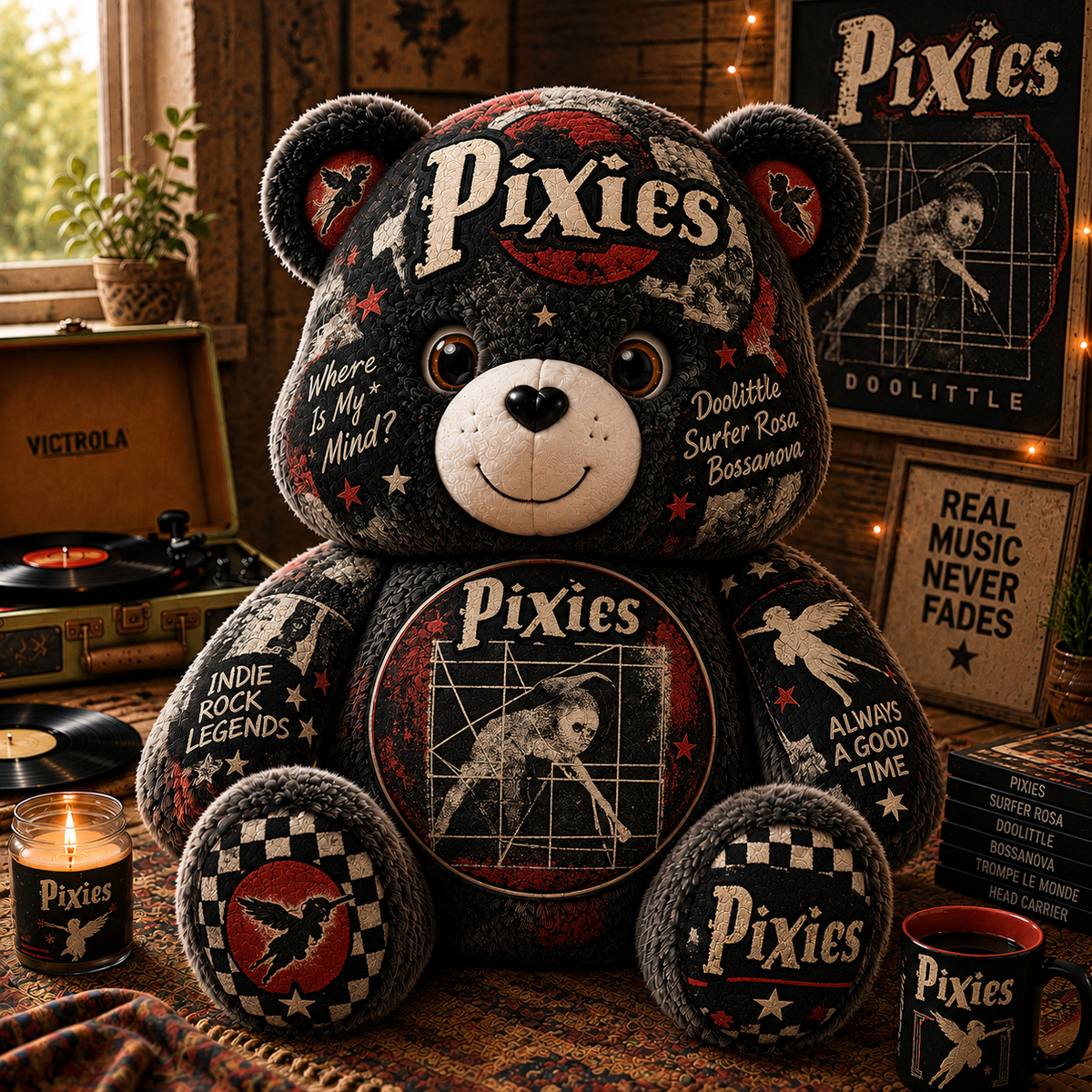 Pixies Custom Shaped Bear Pillow – Alternative Rock Inspired Gift for Pixies Fans