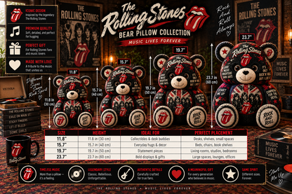 The Rolling Stones Bear Custom Shaped Pillow – Gift for Fans & Classic Rock Lovers 2