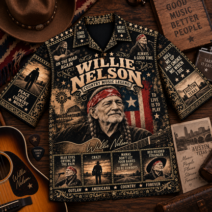 Willie Nelson Hawaiian Shirt - Vintage Country Music Fan Gift 2