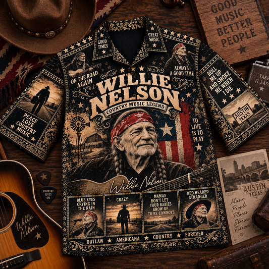 Willie Nelson Hawaiian Shirt - Vintage Country Music Fan Gift 2