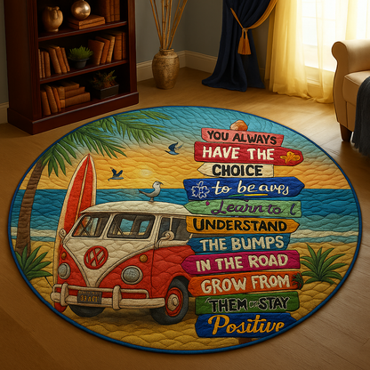 Hippie Van Inspirational Quilted Round Mat