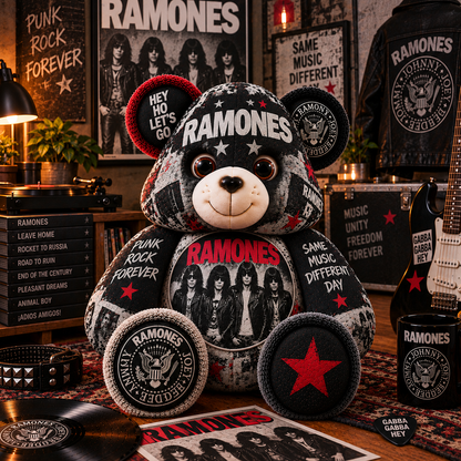 Ramones Bear Custom Shaped Pillow – Hey Ho Let’s Go Punk Rock Music Fan Gift
