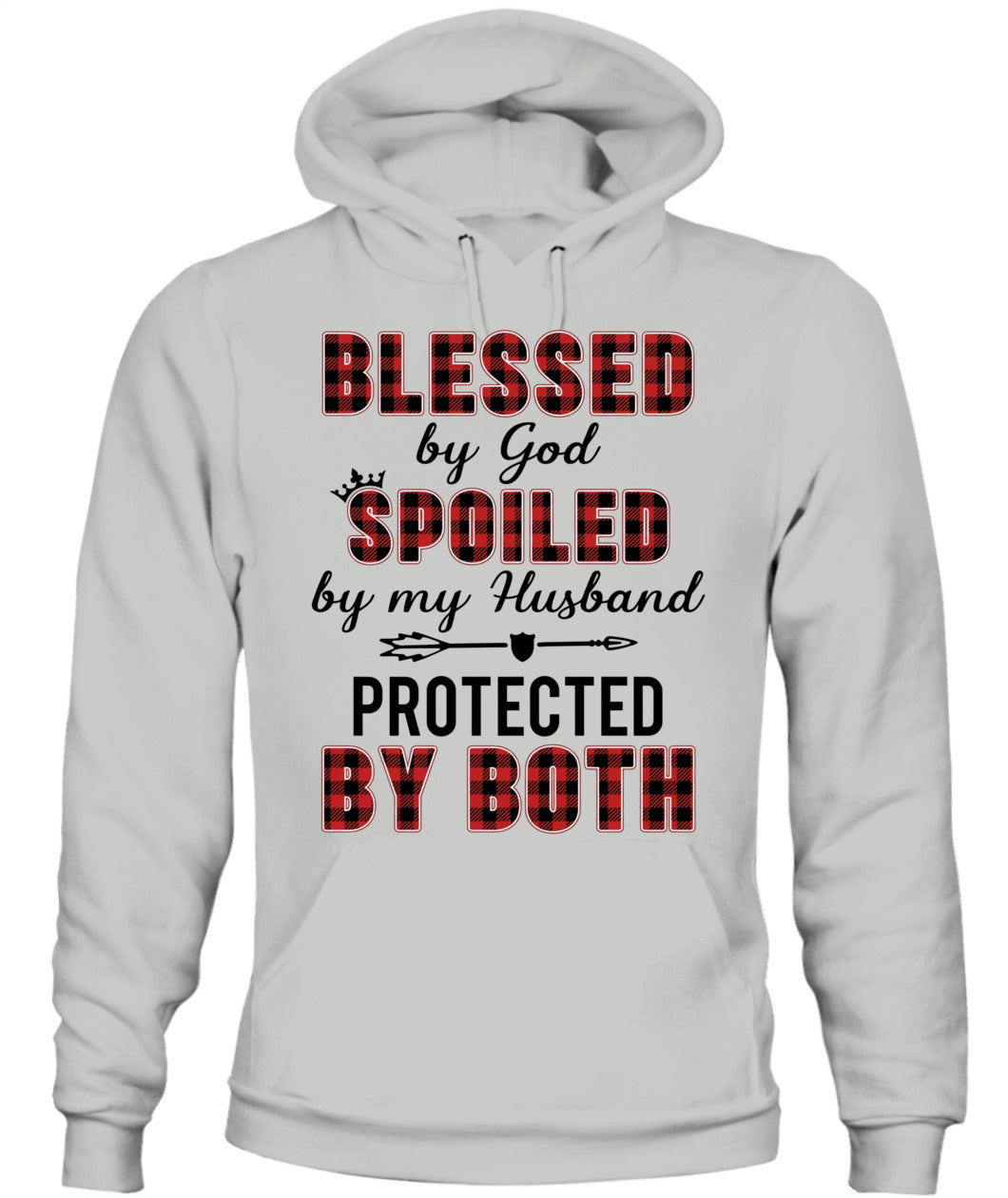 Blessed by God Spoiled by My Husband Protected by Both Shirt – Buffalo Plaid Wife Shirt