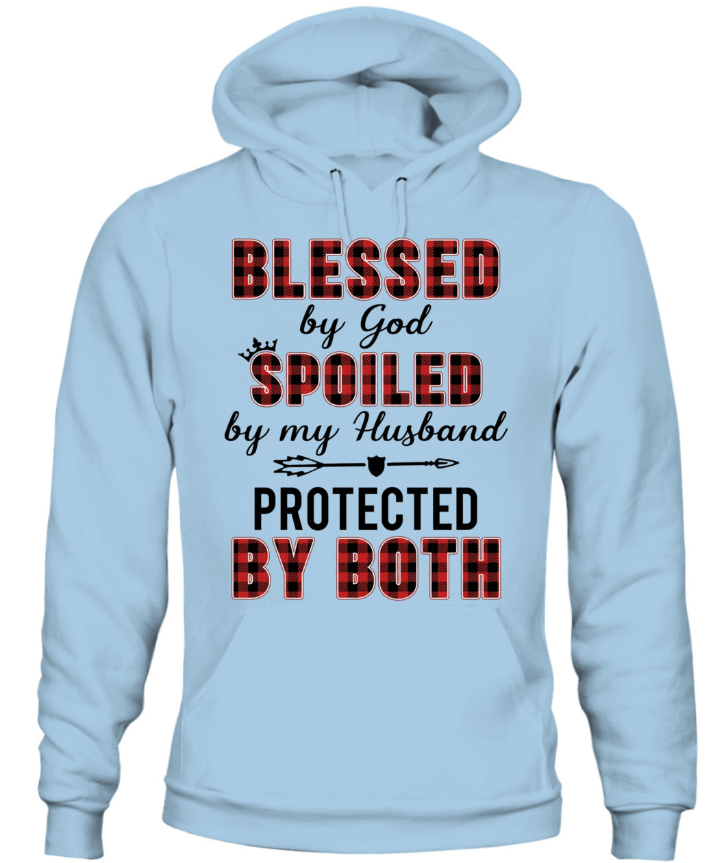 Blessed by God Spoiled by My Husband Protected by Both Shirt – Buffalo Plaid Wife Shirt