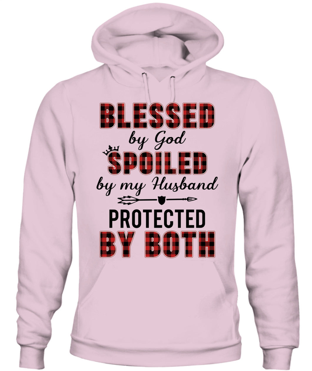 Blessed by God Spoiled by My Husband Protected by Both Shirt – Buffalo Plaid Wife Shirt