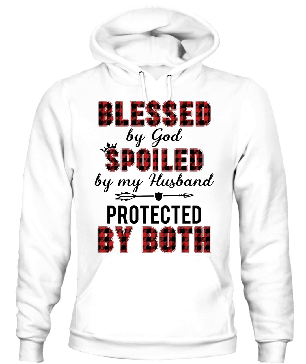 Blessed by God Spoiled by My Husband Protected by Both Shirt – Buffalo Plaid Wife Shirt