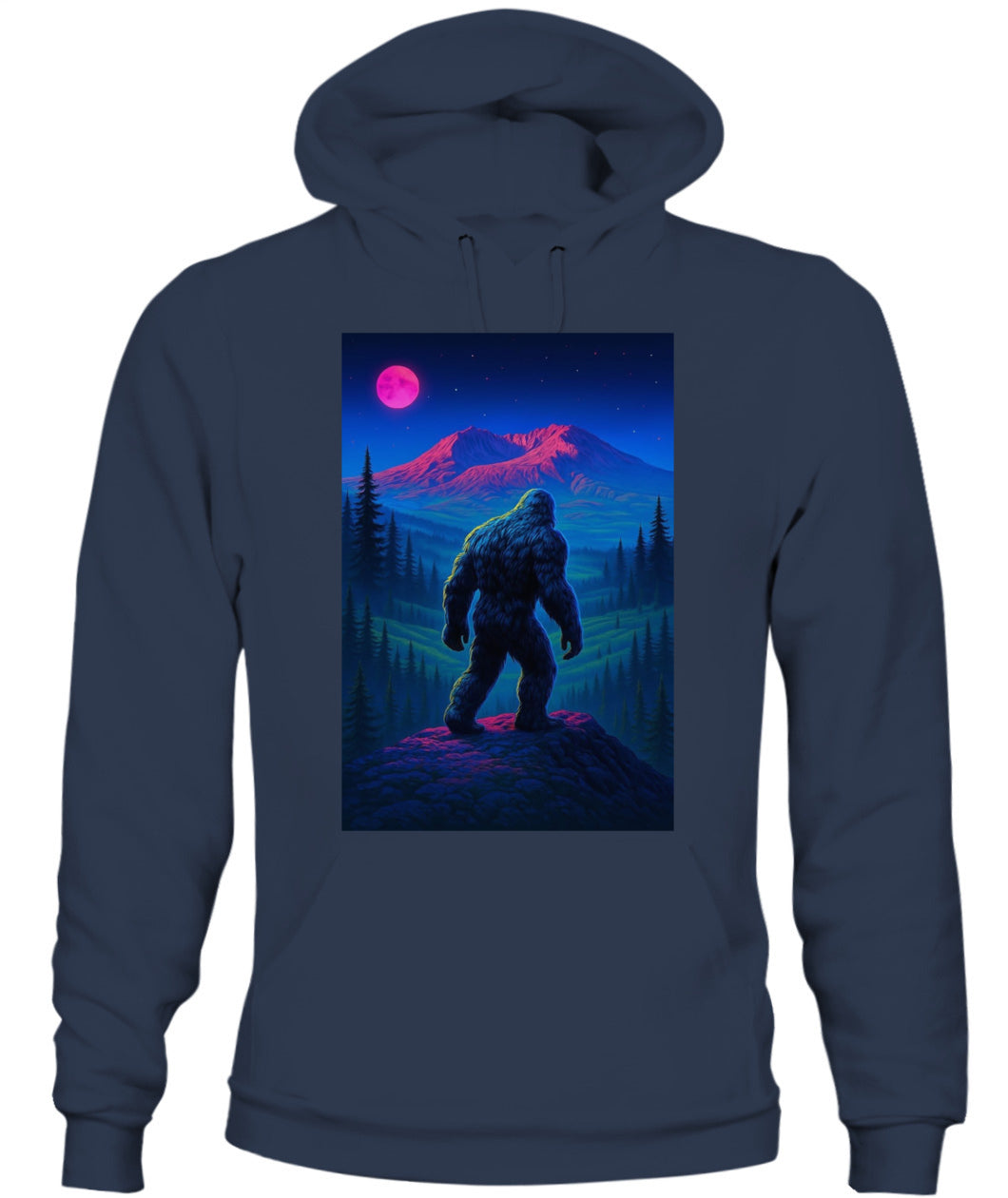 Midnight Wanderer – Retro Neon Bigfoot Shirt