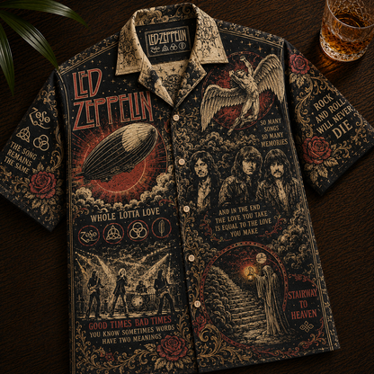 Led Zeppelin Hawaiian Shirt - Vintage Music Fan Gift 2