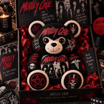 Mötley Crüe Bear Custom Shaped Pillow – Glam Metal Rock Music Fan Gift