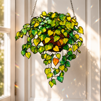 Green Leaf Window Hanging Suncatcher Acrylic