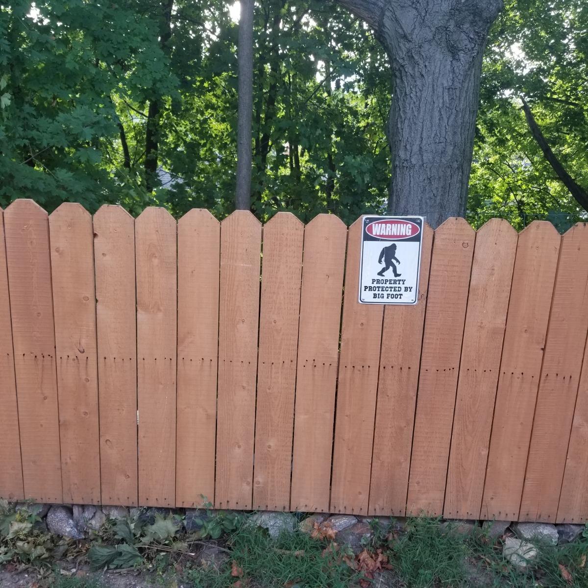 Warning Property Protected by Big Foot - Funny Metal Decor Sign