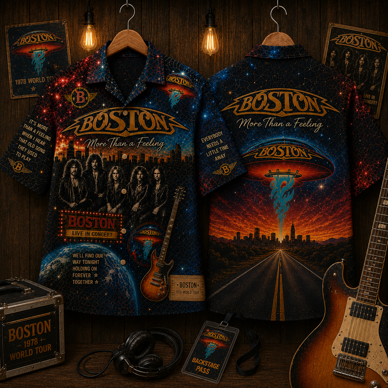Boston Band Hawaiian Shirt - Vintage Music Fan Gift