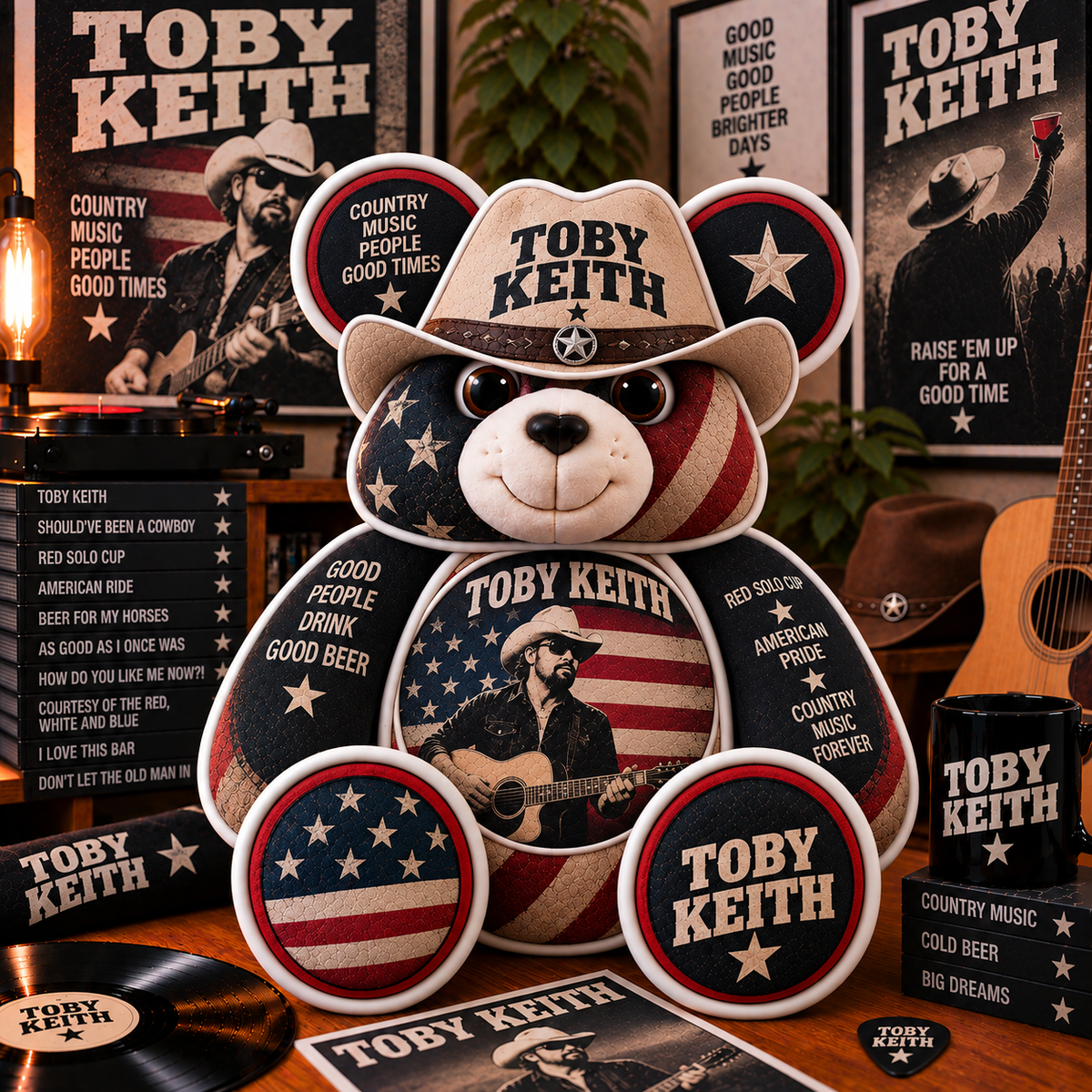 Toby Keith Custom Shaped Bear Pillow – Should’ve Been a Cowboy Country Music Legend Inspired Gift for Toby Keith Fans