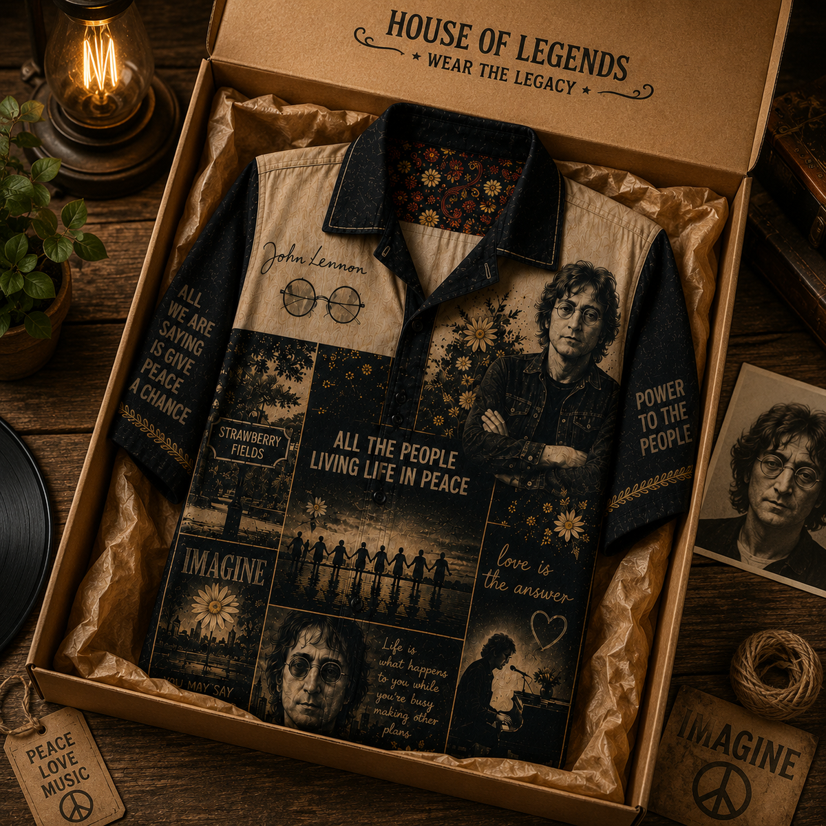 John Lennon Peace Hawaiian Shirt - Vintage Music Fan Gift