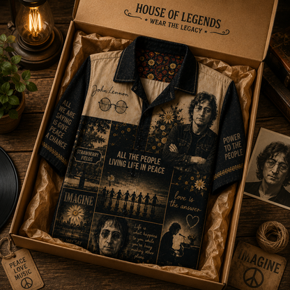 John Lennon Peace Hawaiian Shirt - Vintage Music Fan Gift