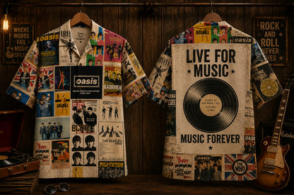 British Music Hawaiian Shirt - Vintage Music Fan Gift