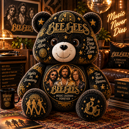 Bee Gees Bear Custom Shaped Pillow – Disco Music Fan Gift