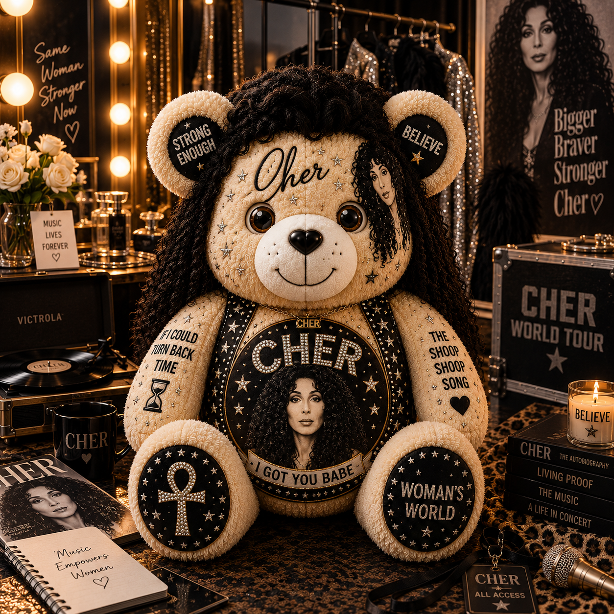Cher Bear Custom Shaped Pillow – Classic Music Legend Gift