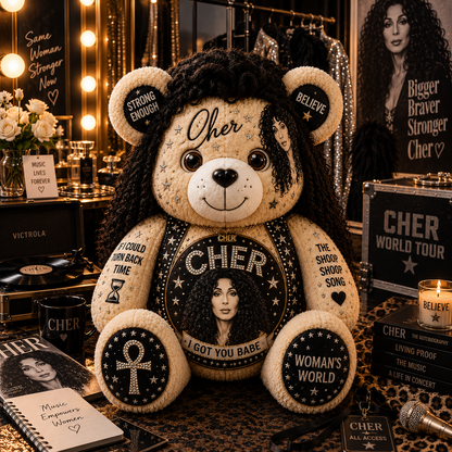 Cher Bear Custom Shaped Pillow – Classic Music Legend Gift