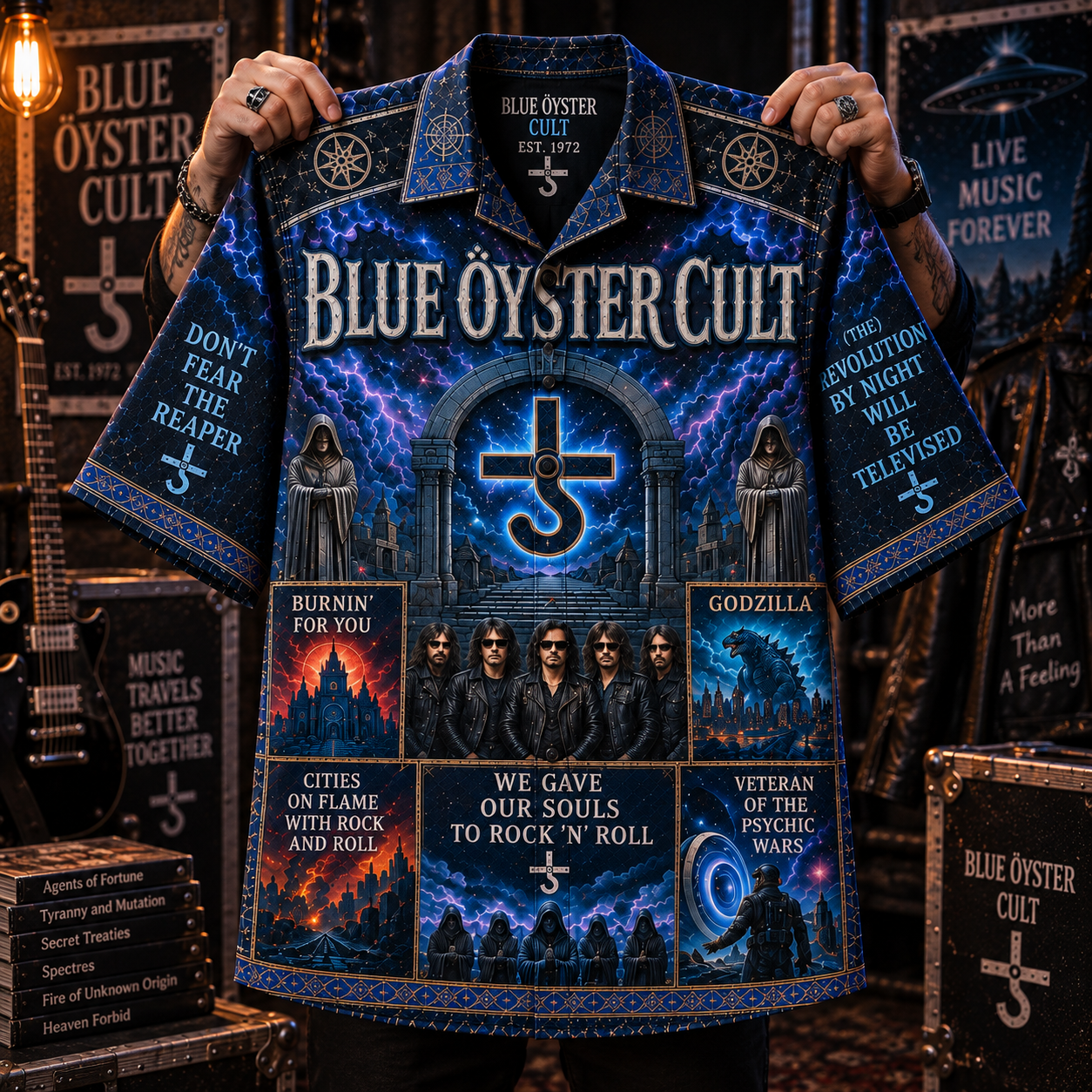 Blue Öyster Cult Hawaiian Shirt – Classic Rock Band All Over Print Shirt