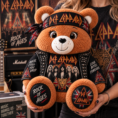 Def Leppard Custom Shaped Bear Pillow – Classic Hard Rock Inspired Gift for Def Leppard Fans