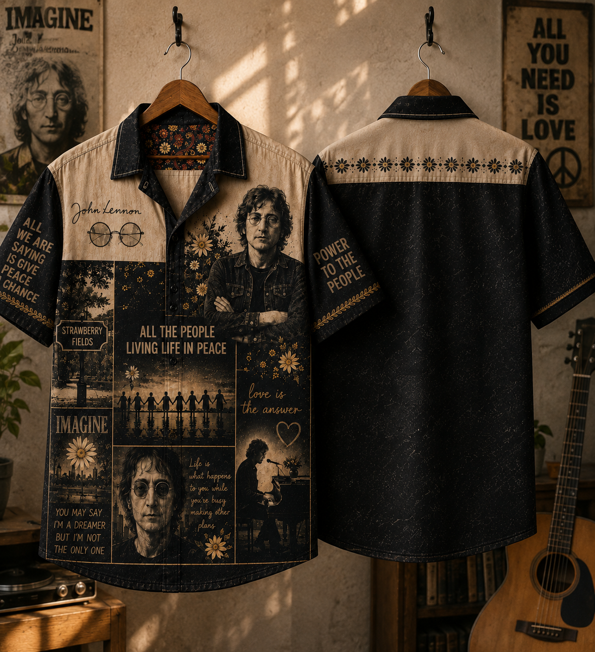 John Lennon Peace Hawaiian Shirt - Vintage Music Fan Gift