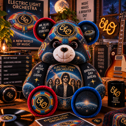 Electric Light Orchestra (ELO) Custom Shaped Bear Pillow – Classic Rock Music Inspired Gift for Fans