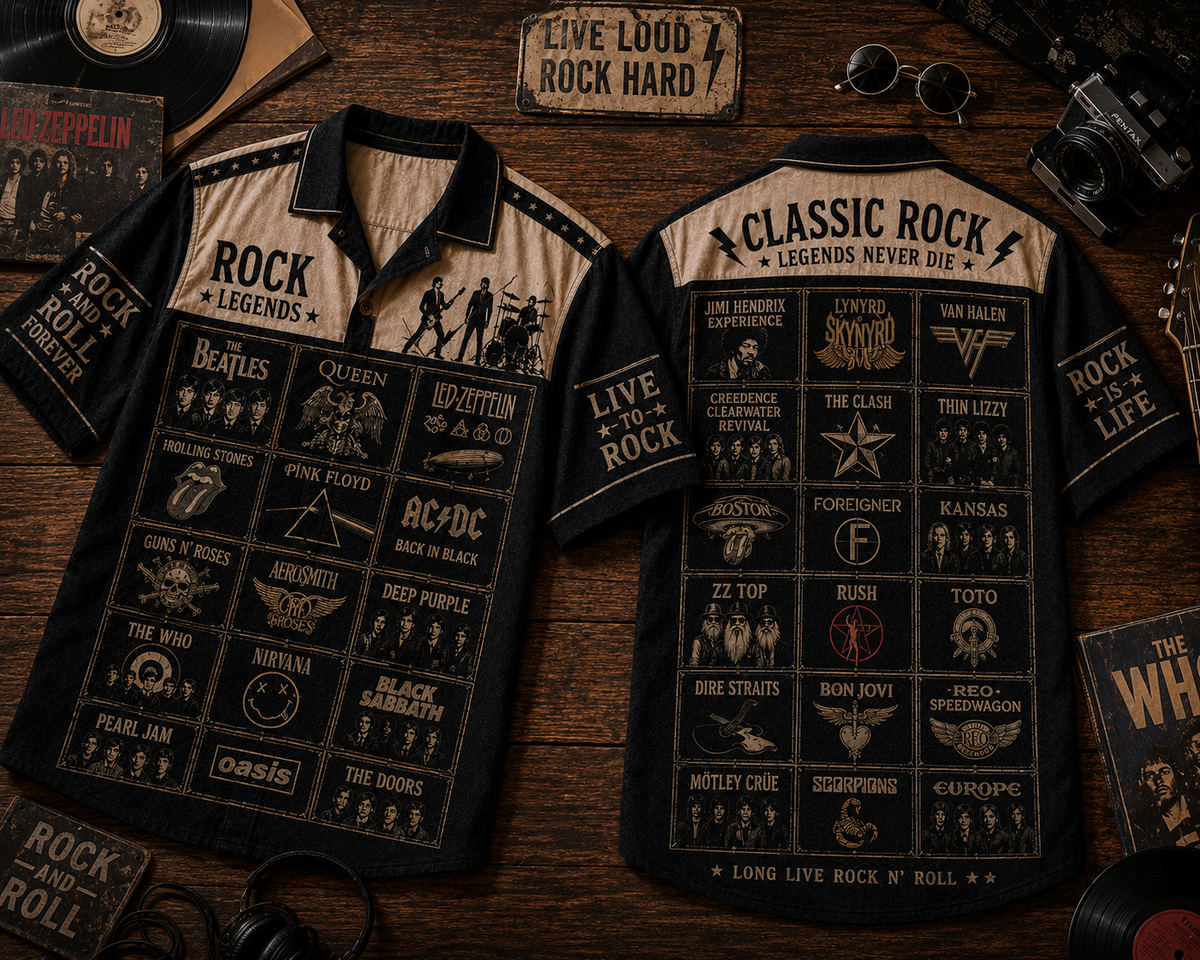 Classic Rock Hawaiian Shirt-  Vintage Music Rock Legend Fan Gift