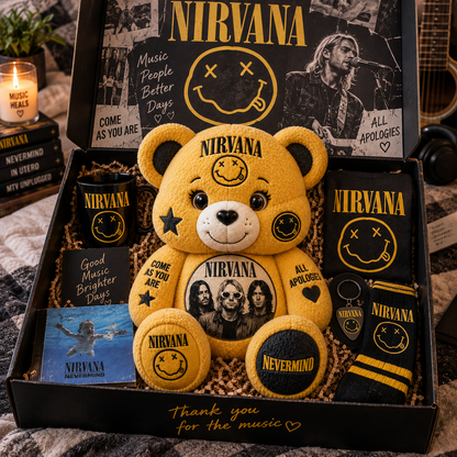 Nirvana Bear Custom Shaped Pillow – Rock Music Legend Gift