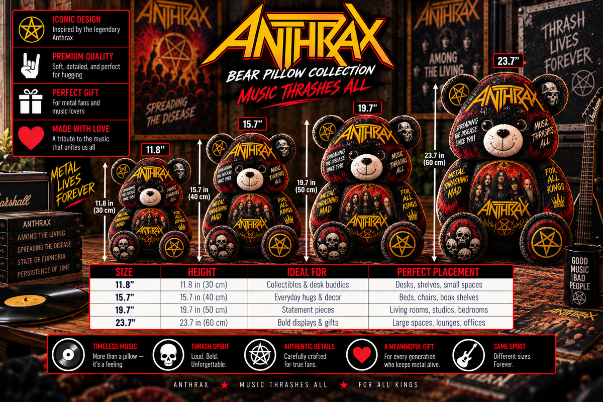 Anthrax Bear Custom Shaped Pillow – Thrash Metal Music Fan Gift