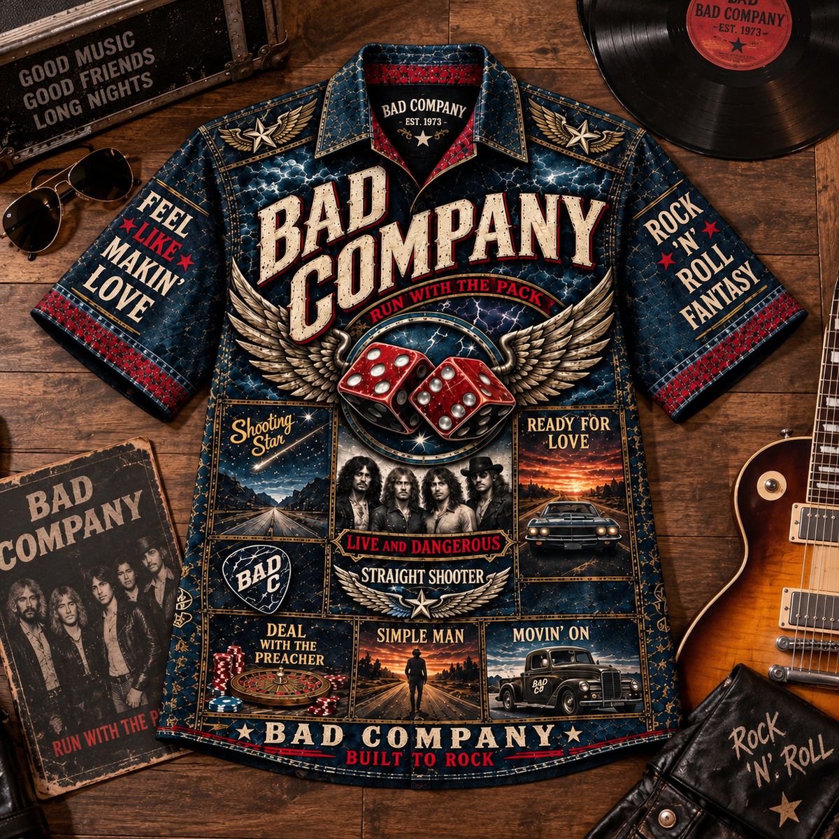Bad Company Hawaiian Shirt – Classic Rock Music Fan Gift, Straight Shooter Vintage Rock Shirt