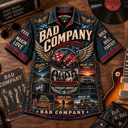 Bad Company Hawaiian Shirt – Classic Rock Music Fan Gift, Straight Shooter Vintage Rock Shirt