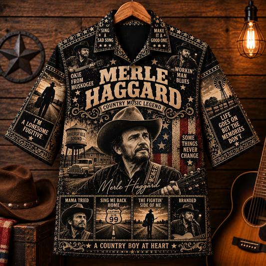 Merle Haggard Hawaiian Shirt - Vintage Country Music Fan Gift