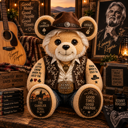 Kenny Rogers Bear Custom Shaped Pillow – The Gambler Country Music Legend Fan Gift