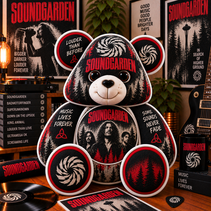 Soundgarden Custom Shaped Bear Pillow – Grunge Rock Music Inspired Gift for Fans