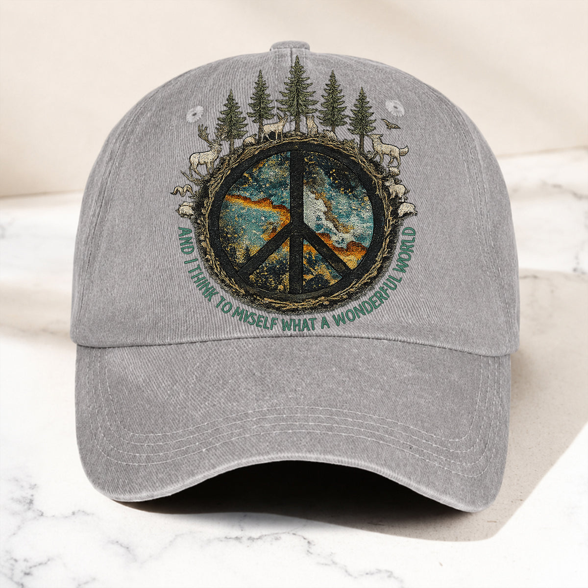 And I Think To Myself - Peace Classic Music Denim Cap