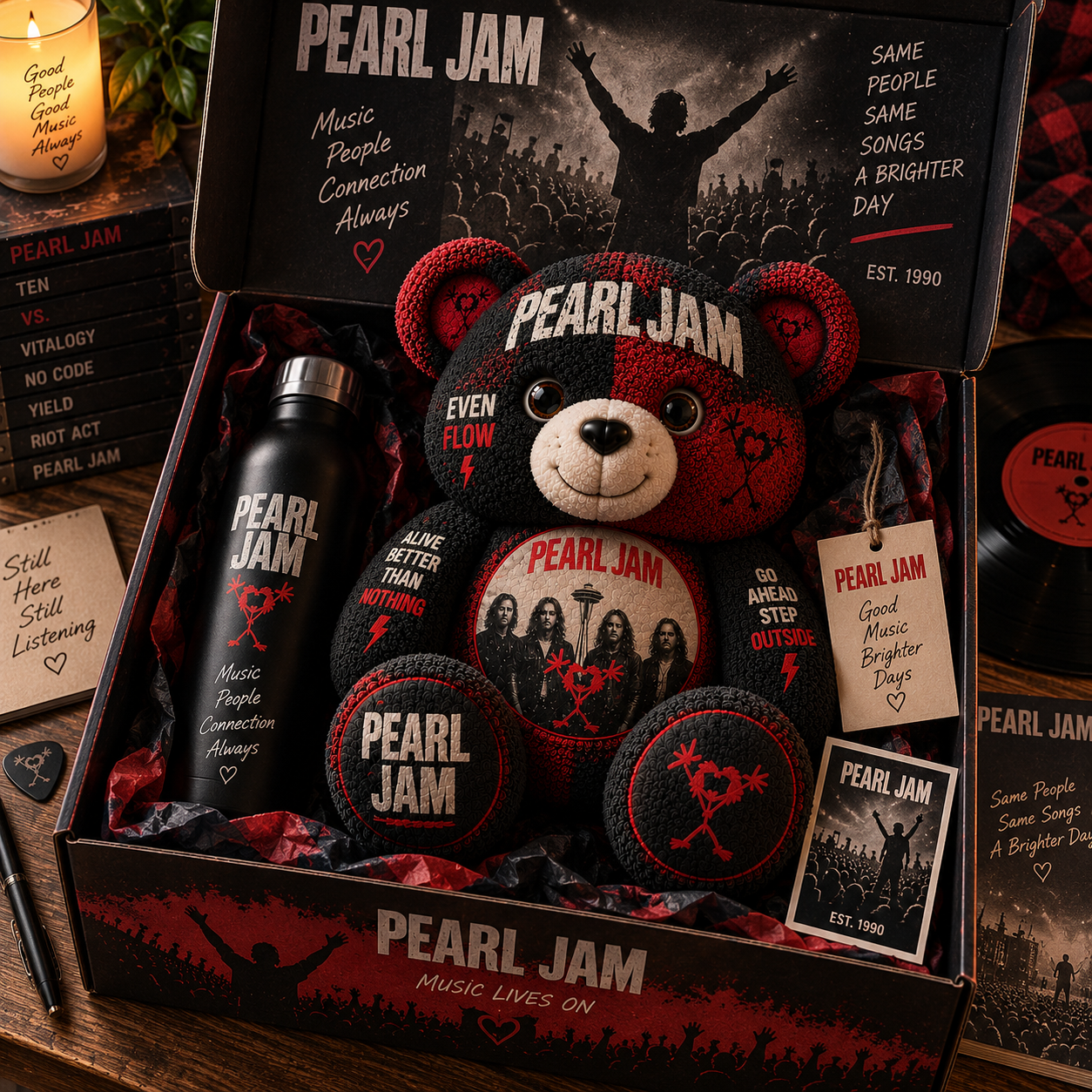 Pearl Jam Bear Custom Shaped Pillow – Seattle Grunge Rock Music Fan Gift,
