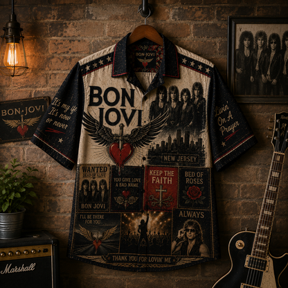 Bon Jovi Hawaiian Shirt - Vintage Music Fan Gift