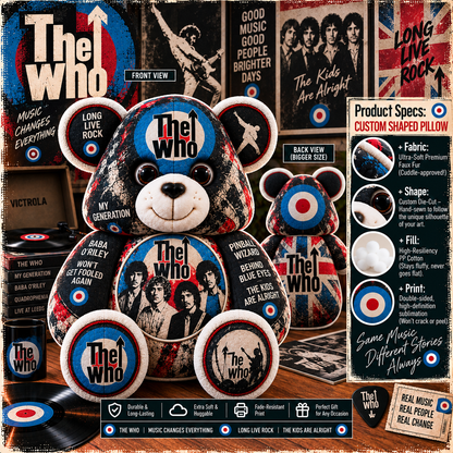 The Who Custom Shaped Bear Pillow – Classic Rock Music Inspired Gift for Fans 3