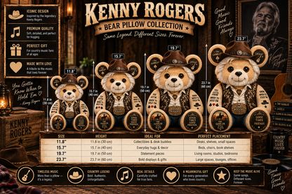 Kenny Rogers Bear Custom Shaped Pillow – The Gambler Country Music Legend Fan Gift
